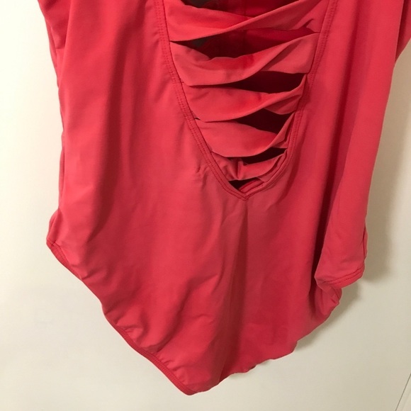 Bleu Rod Beattie scarlet twisted front one piece bathing suit size 12 - Picture 8 of 14